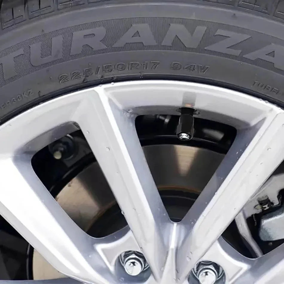 Lot de 4 Capuchons de Valve Hexagonaux Noirs – Aluminium – Universels pour Voiture, Moto, Vélo, Camion HushBimmer