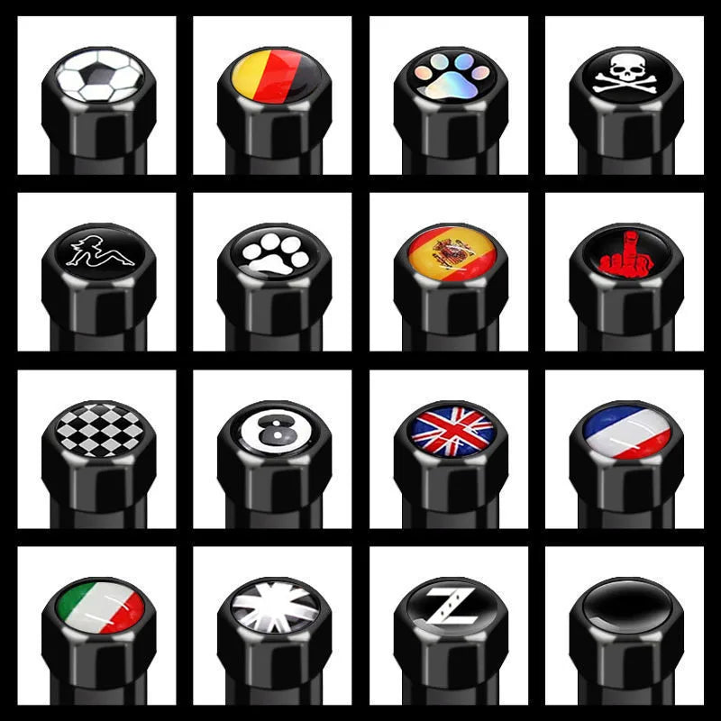 Lot de 4 Capuchons de Valve Hexagonaux Noirs – Aluminium – Universels pour Voiture, Moto, Vélo, Camion HushBimmer