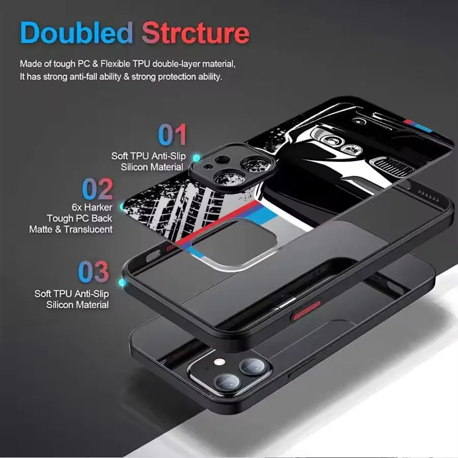 Coque de Protection Sport BMW Power Car Logo – iPhone 16/15/14/13/12/11/X/8/7 HushBimmer