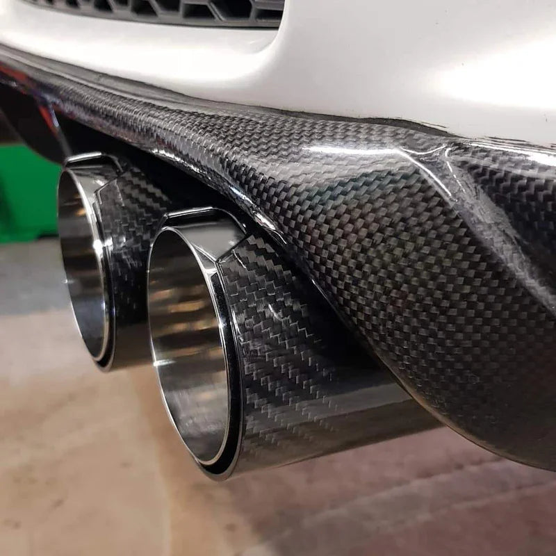 Lot de 4 Embouts d'Échappement Carbone Noir Brillant – BMW M3 E90 E92 E93 (80mm) HushBimmer