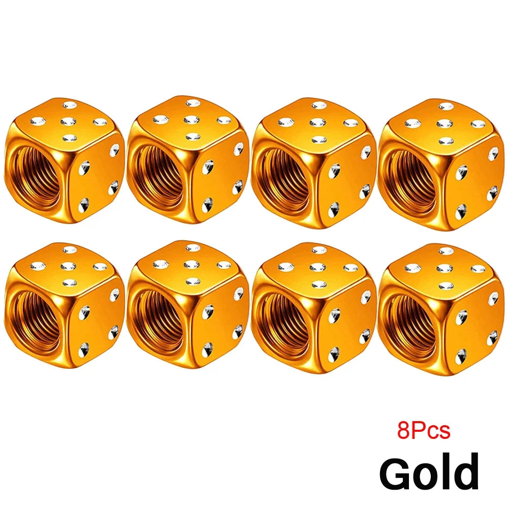 Capuchons de Valve Dé en Aluminium – Lot de 2 ou 8 Pièces – Pour Voiture, Moto, Vélo, Camion HushBimmer