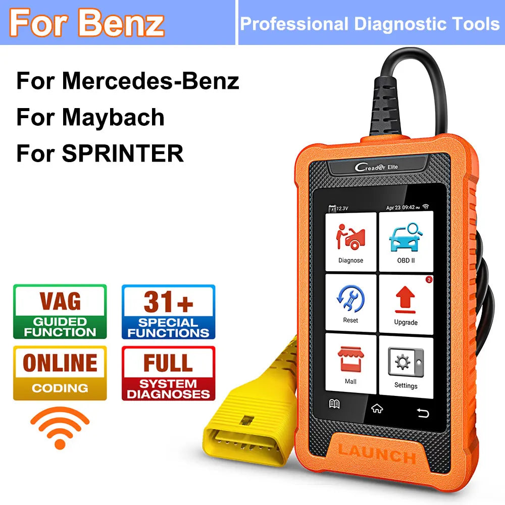 LAUNCH X431 Creader Elite – Scanner Diagnostic OBD2 Complet avec Codage ECU & Fonctions Bi-directionnelles – 31+ Réinitialisations – Pour BMW / BENZ / AUDI et + HushBimmer