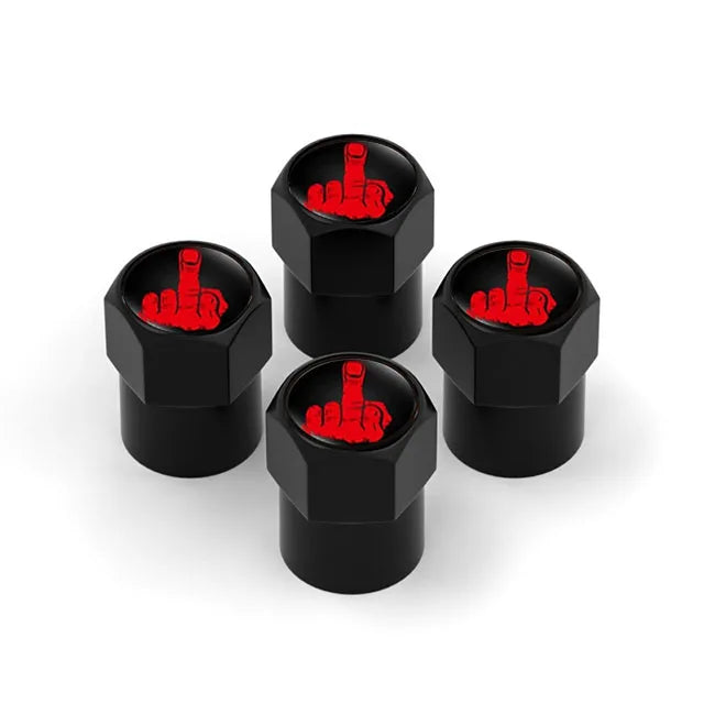 Lot de 4 Capuchons de Valve Hexagonaux Noirs – Aluminium – Universels pour Voiture, Moto, Vélo, Camion HushBimmer