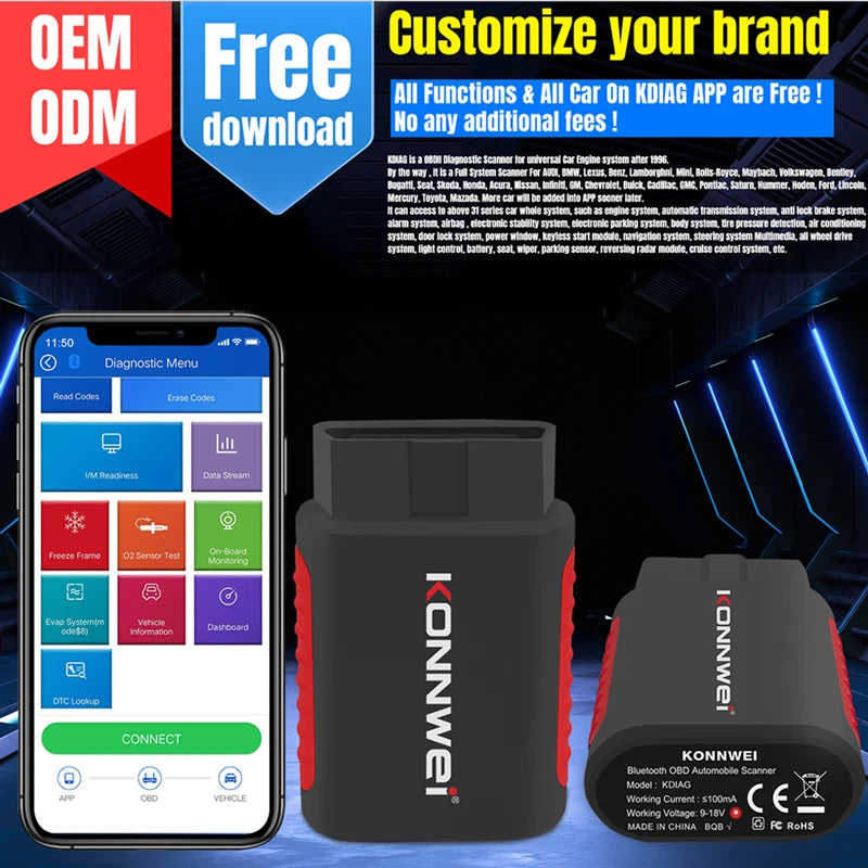 KONNWEI KDIAG OBD2 MINI – Scanner Auto Complet Bluetooth HushBimmer