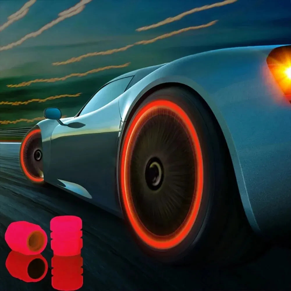 Capuchons de Valve Lumineux (x4) – Effet Phosphorescent – Pour Voitures, Motos, Vélos et Trottinettes HushBimmer