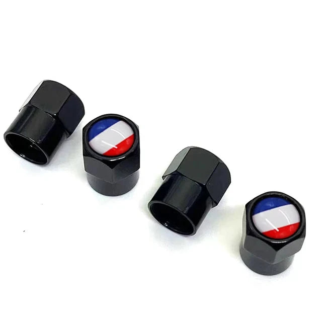 Lot de 4 Capuchons de Valve Hexagonaux Noirs – Aluminium – Universels pour Voiture, Moto, Vélo, Camion HushBimmer