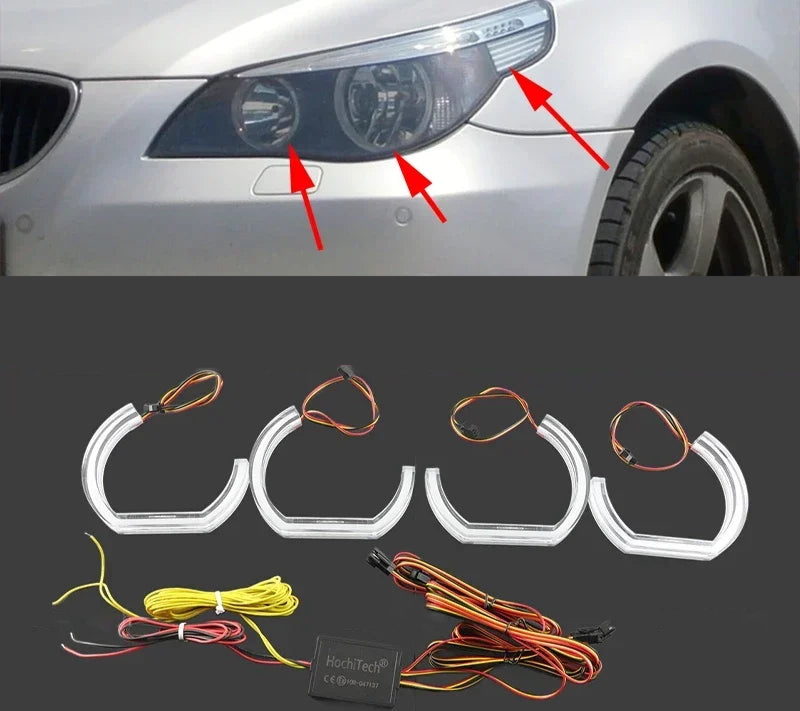 Angel Eyes LED Multicolores – Contrôle App – BMW E60 E61 Pre-LCI (2003–2007) HushBimmer