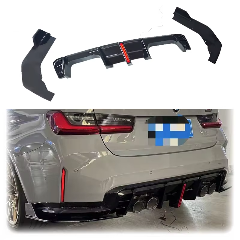 Diffuseur Arrière BMW M3 G80 (2021–2024) – 3 Pièces Noir Brillant avec Éclairage LED