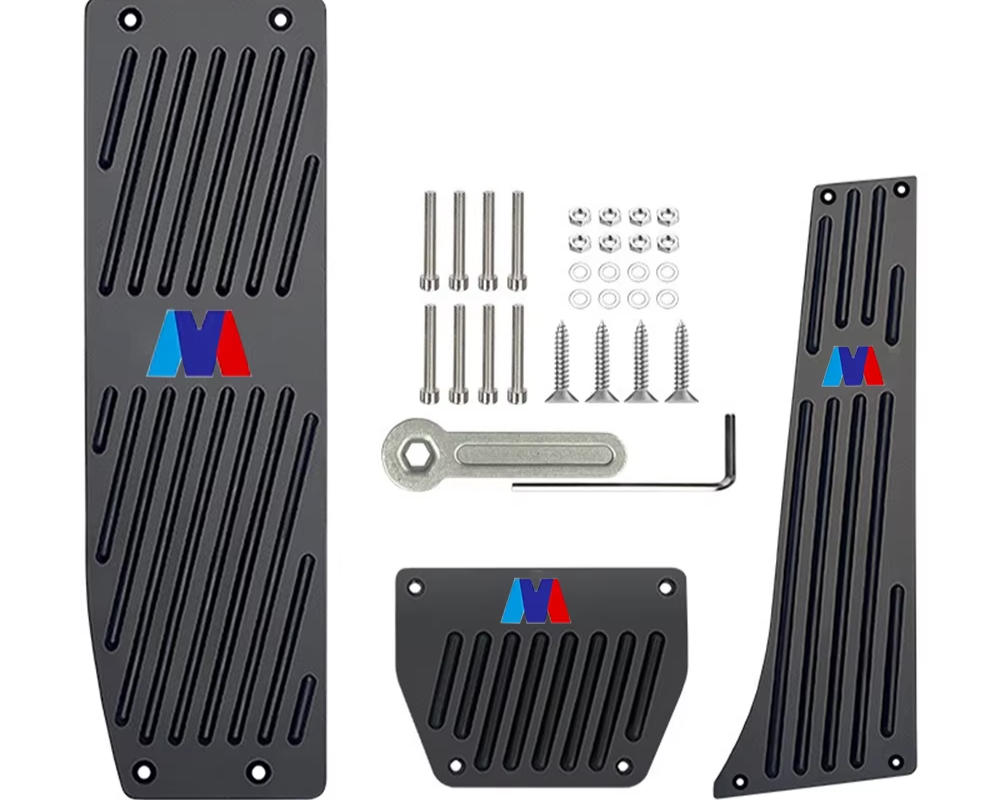 Couvre-pédales inox antidérapants – BMW Série 3, Série 5, X3, X5 (2003–2024) HushBimmer